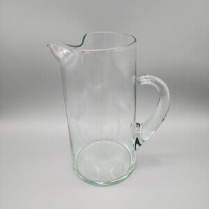 Etched Rose Avon Anniversary Glass Pitcher Pinched Spout Blown Glass Handle
